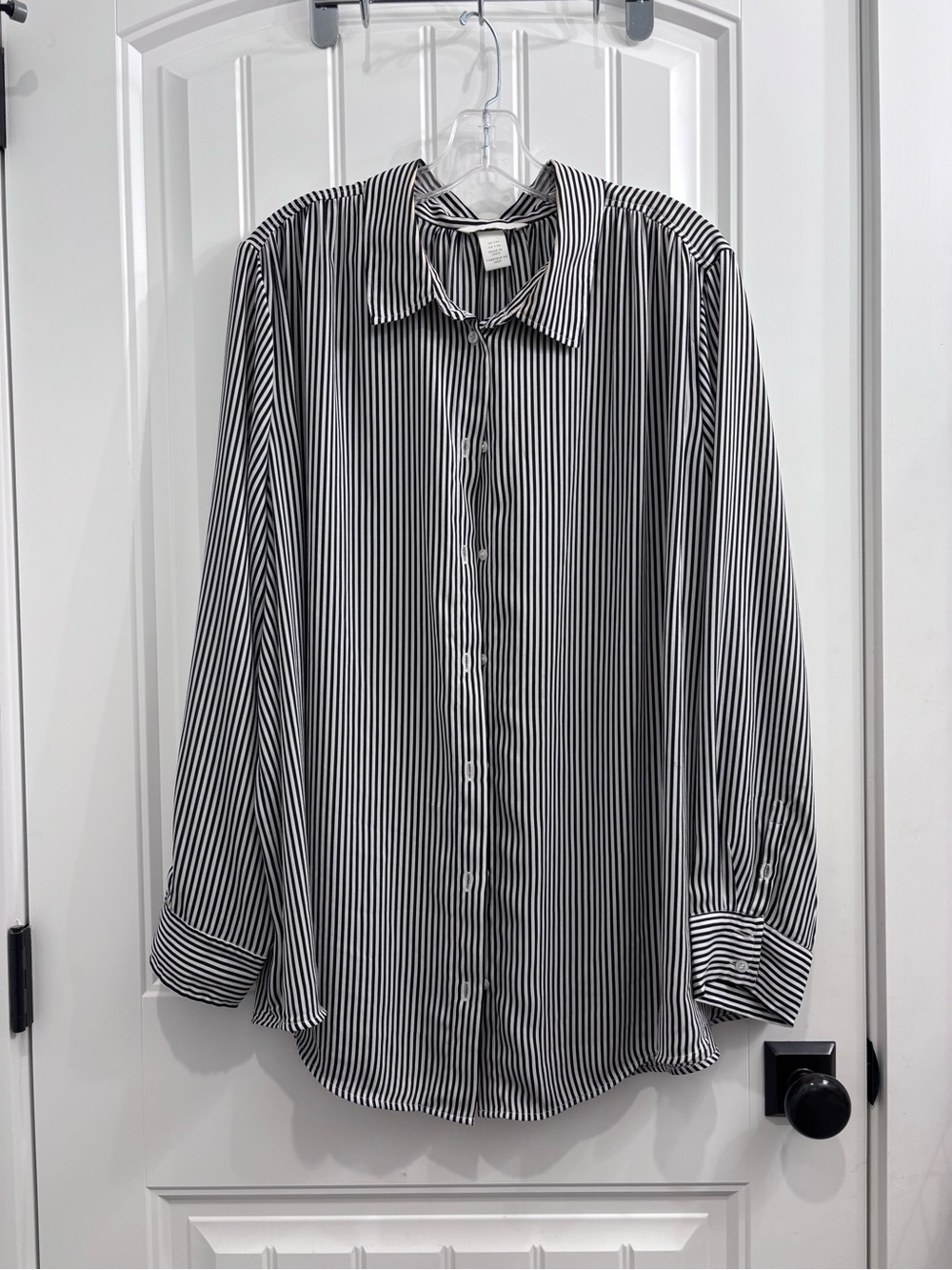 H&M Black and White Vertical Stripe Button-Down Shirt